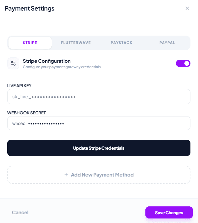 Stripe Recura Sync Dashboard Mockup